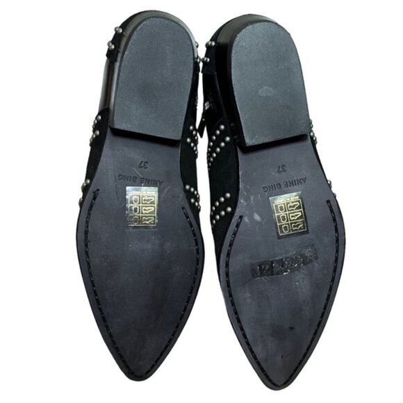 Anine Bing Low Charlie Suede Leather Studded Boot Women Size 37 - Picture 10 of 11